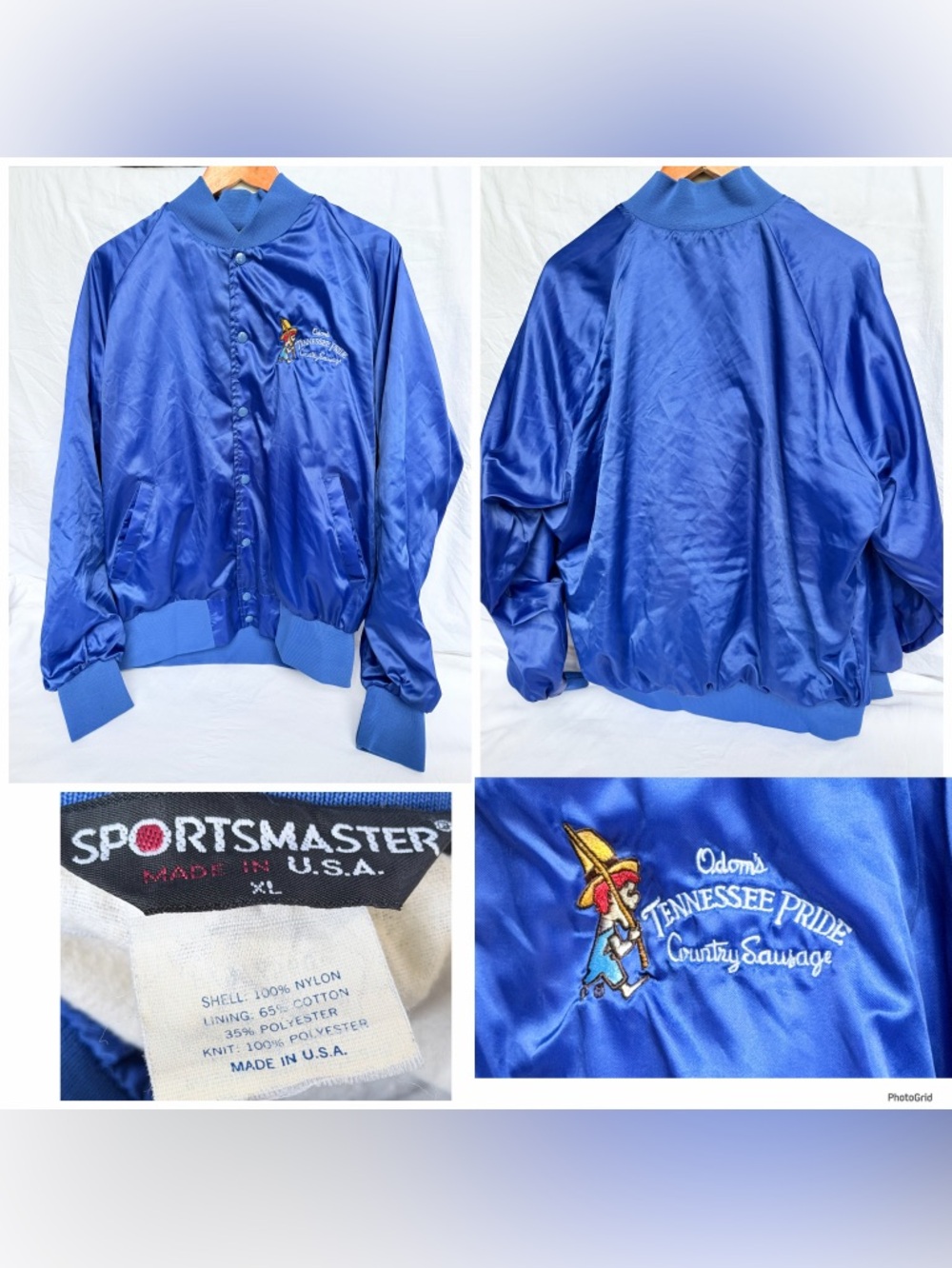 Vintage 80s Sportsmaster Odom’s Tennessee Pride Sausage Satin Bomber Jacket - XL